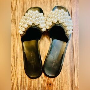 Chinese Laundry Black Pearl Embellished Mules